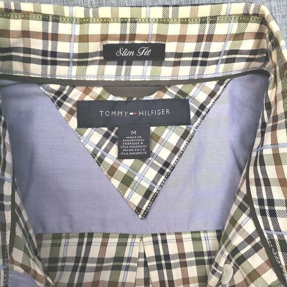 TOMMY HILFIGER Slim Fit Shirt Plaid Button Down Men's M - Picture 9 of 11